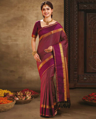 Maroon+zari+checked+design+vasundhara+silk+mix+saree%2C+rettai+pettu+zari+border+of+traditional+designs+%26+intricate+pallu