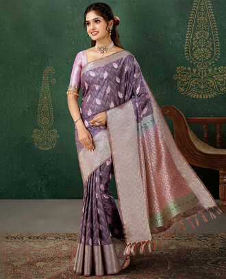 Grey+embossed+vasundhara+silk+mix+saree+with+buttas%2C+contrast+paisley+design+border+%26+intricate+pallu
