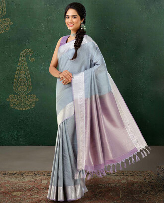 Grey+zari+design+vasundhara+silk+mix+saree%2C+contrast+zari+border+%26+pallu+steeped+with+traditional+designs