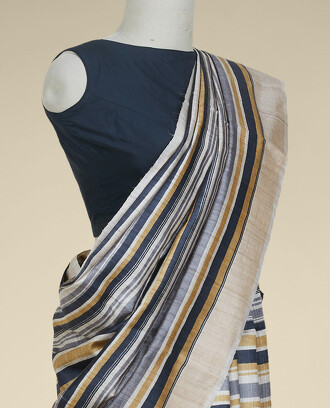 Multi-color+striped+design+tusser+silk+saree%2C+plain+border