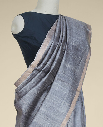 Grey+plain+design+tusser+silk+saree%2C+plain+border