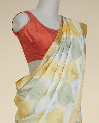 Multi-color+banaras+rangkat-style+floral+jacquard+design+mysore+silk+saree%2C+zari+border