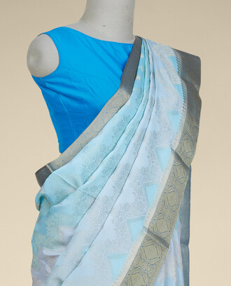 Blue+chevron+jaal+jacquard+design+mysore+silk+saree%2C+contrast+intricate+design+border
