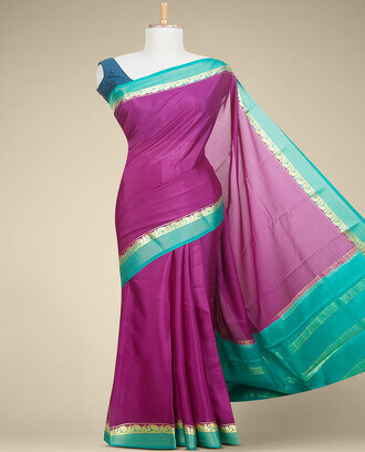 Purple+plain+design+mysore+silk+saree%2C+contrast+zari+border+of+paisley+designs+%26+pallu+of+zari+stripes