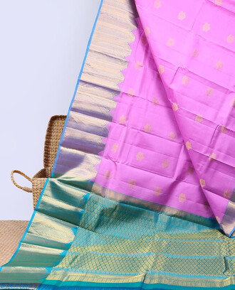 Lavender+silk+saree+with+zari+buttas%2C+contrast+jaal+design+pallu+%26+zari+border+of+traditional+designs