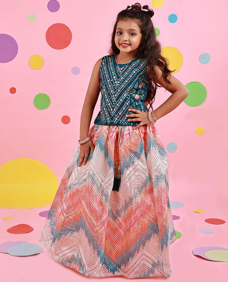 Buy TheTickleToe Kids Girls Baby Designer Lehenga Choli Golden Maroon Rust  4-5 Years at Amazon.in