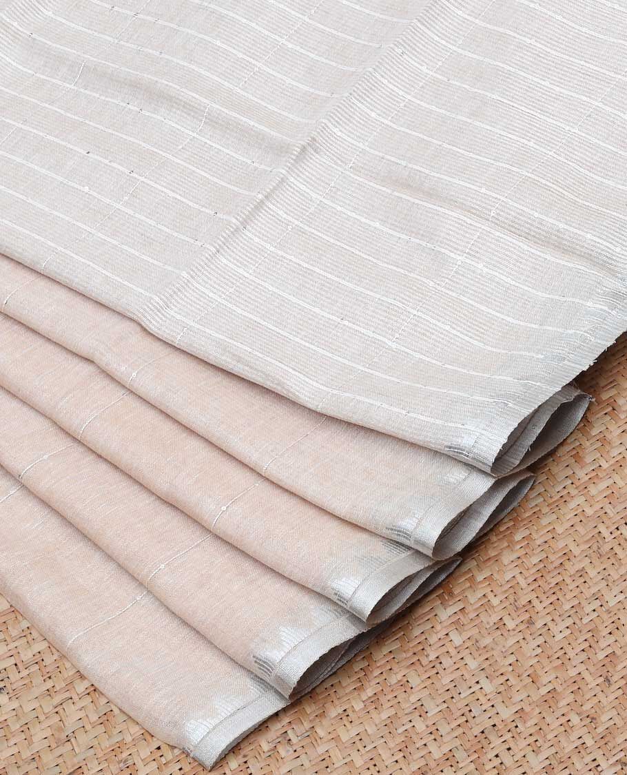 Exquisite Look Beige Color Linen Fabric Silk Weave Embroidered Saree