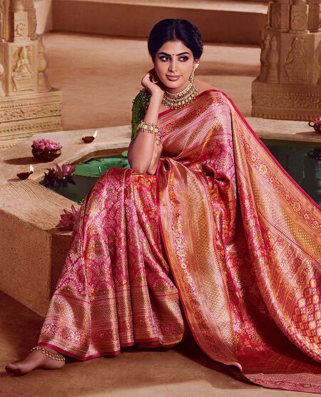 Buy SNH EXPORT Self Design Banarasi Silk Blend Red Sarees Online @ Best  Price In India | Flipkart.com
