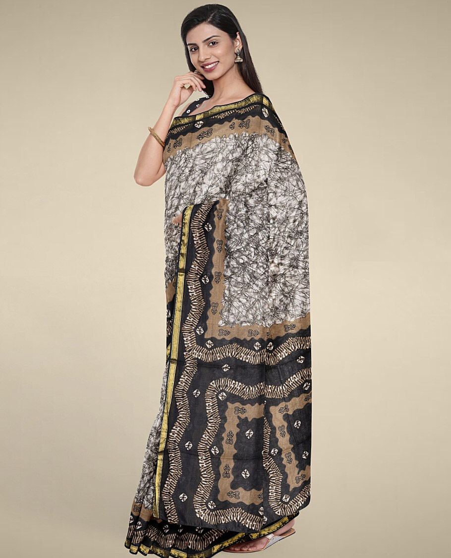 Buy Sutisaree BJ Bagru Print Cotton Mulmul Saree