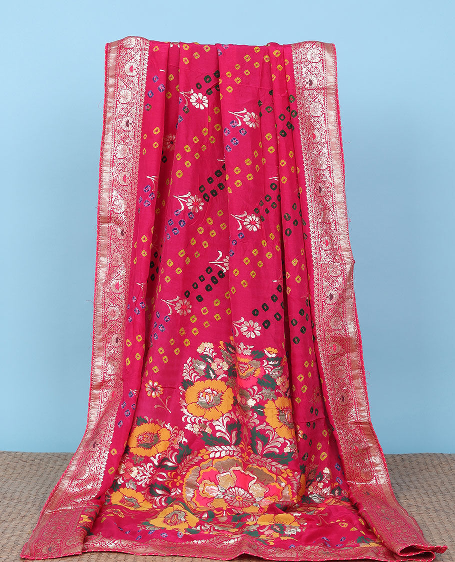 Red Kanjivaram Bandhani Saree in Pure Silk – Khatri Jamnadas Bechardas