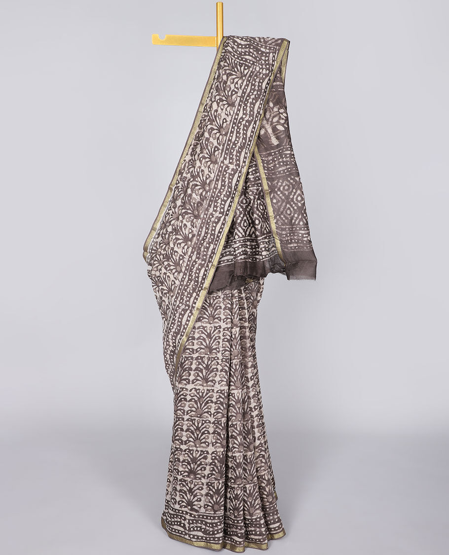 Vanaspati Ajrakh Printed Chanderi Silk Sarees | 6.3 mtrs with Blouse Piece