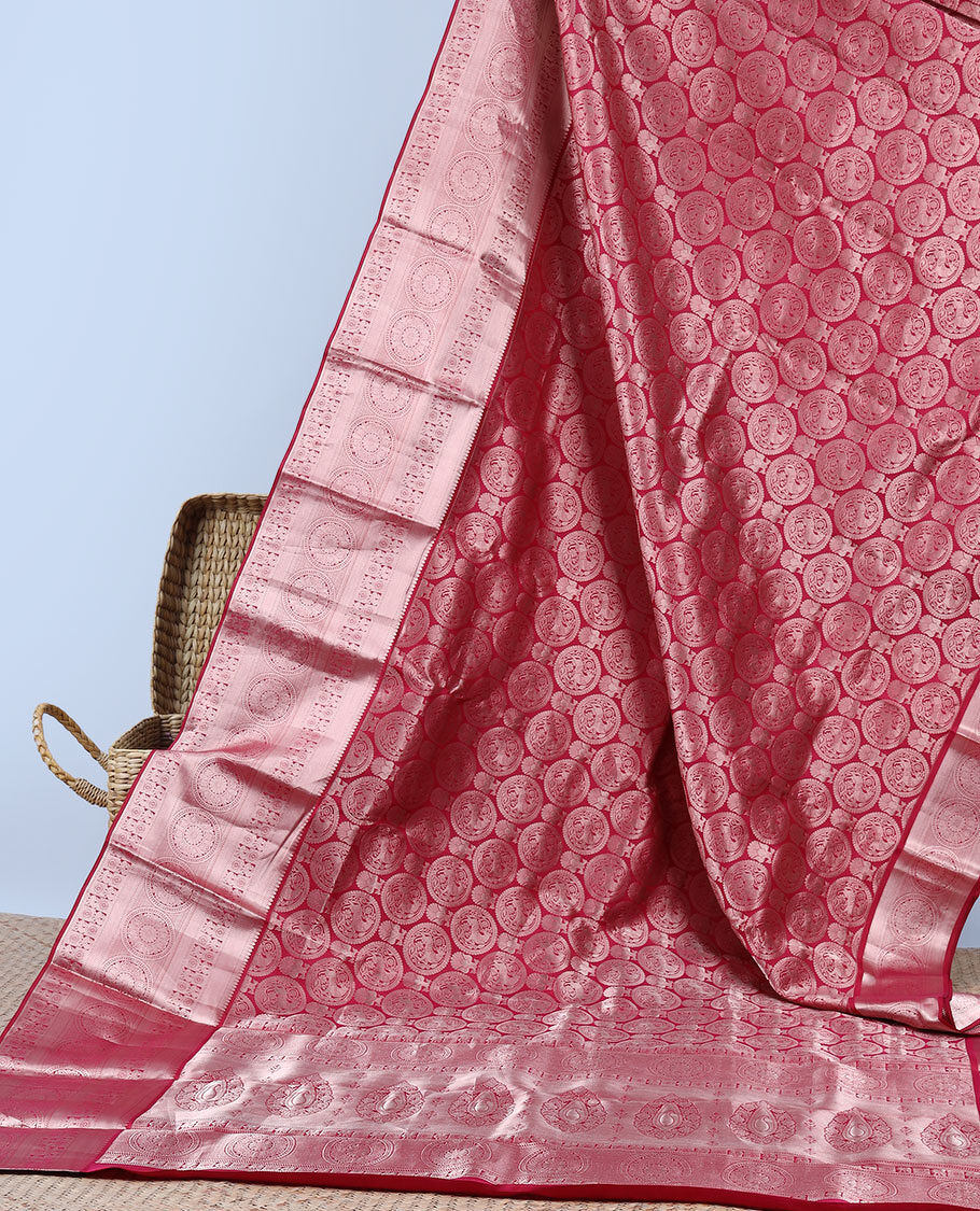 Red Color Contrast Kanjivaram Silk Saree (031860683)