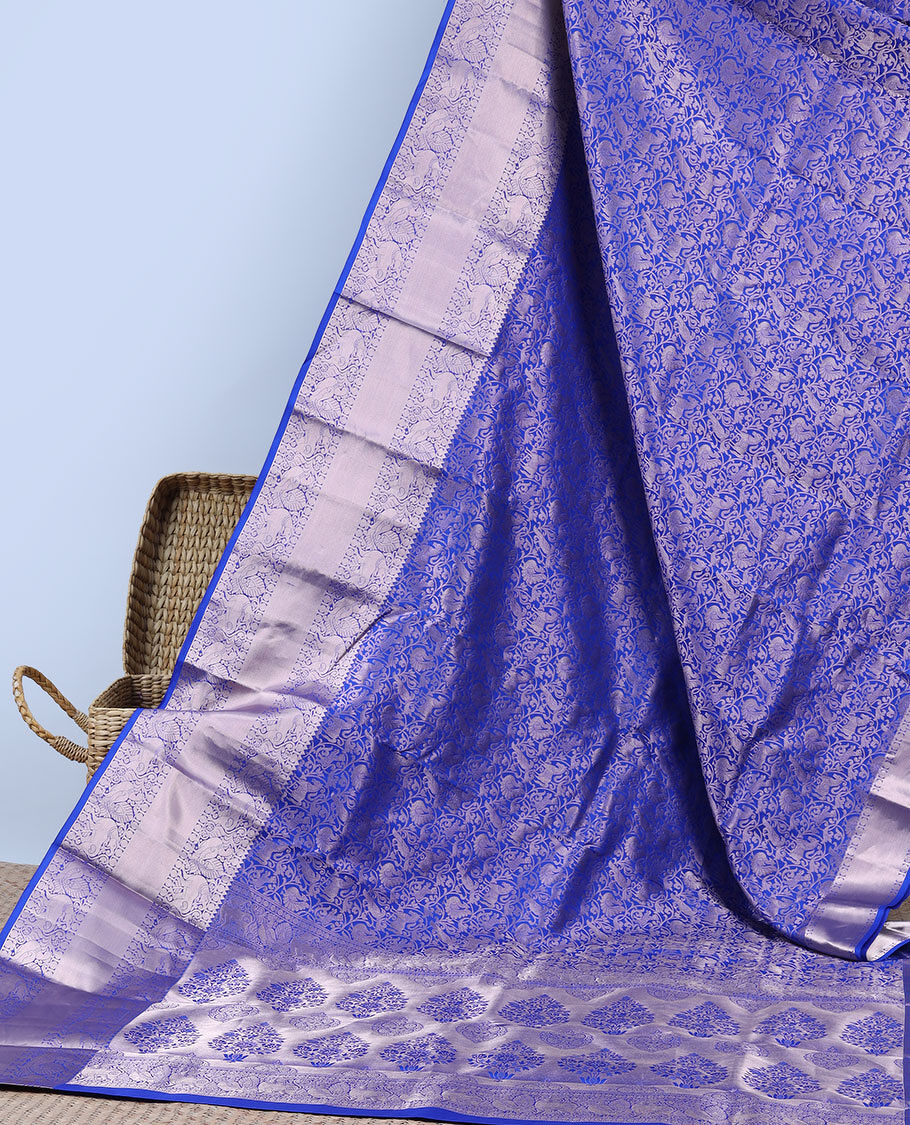 Buy online Linen Silk Saree with Silver Zari Woven border And Rich  Pallu-Lavender-AF559