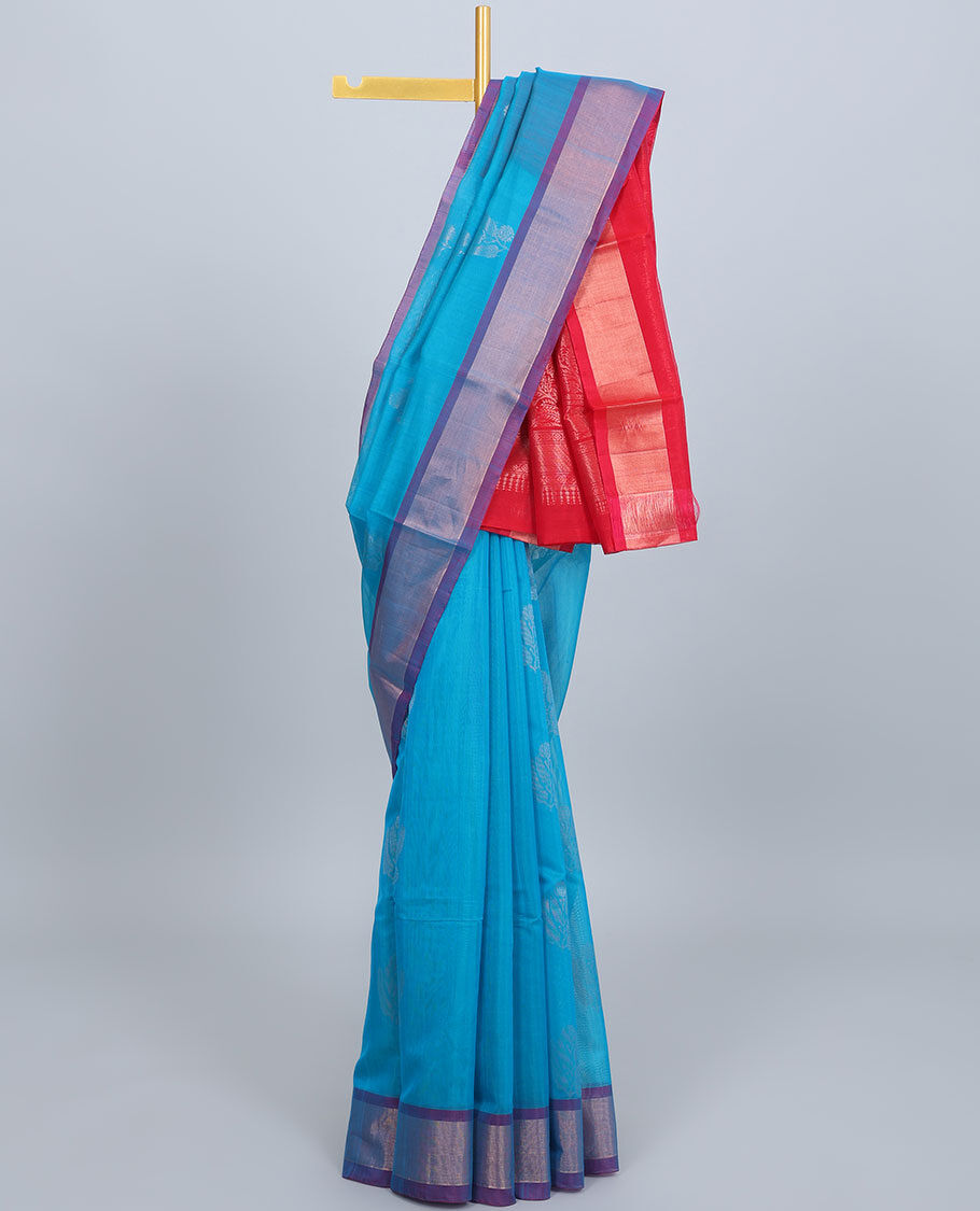 Trirathi - plain silk cotton Mangalgiri saree | The Maggam Collective