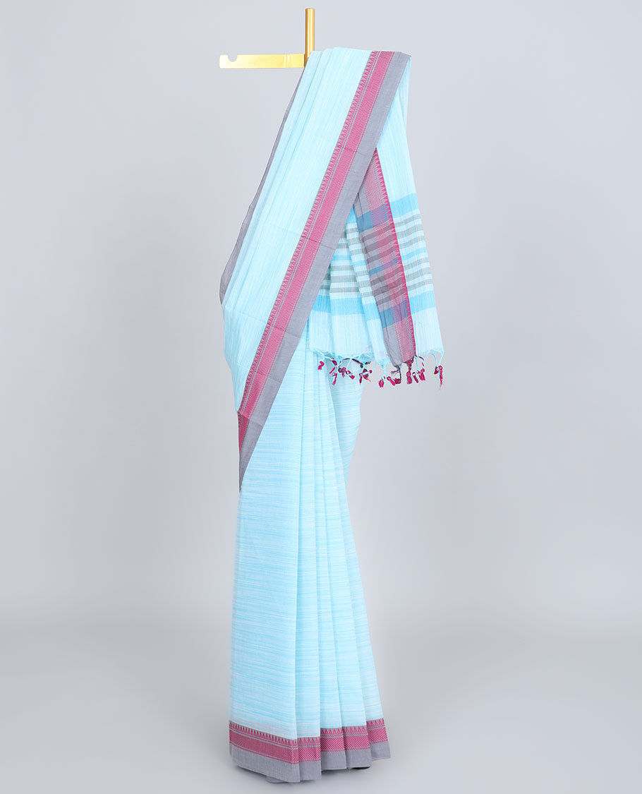 Pink Handloom Kanchi Cotton Saree | Avishya.com